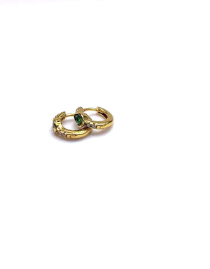Emerald and CZ hoop earrings