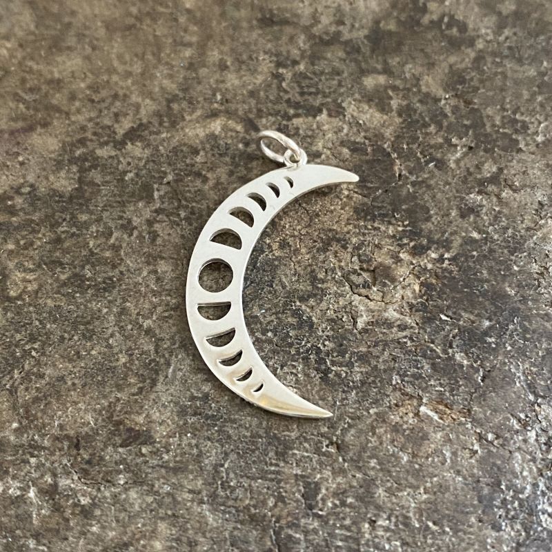 Moon phase silver necklace