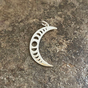 Moon phase silver necklace