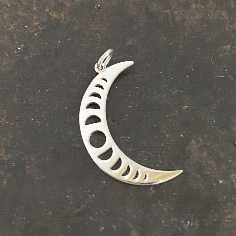 Moon phase silver necklace