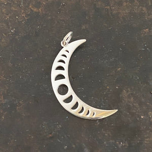 Moon phase silver necklace