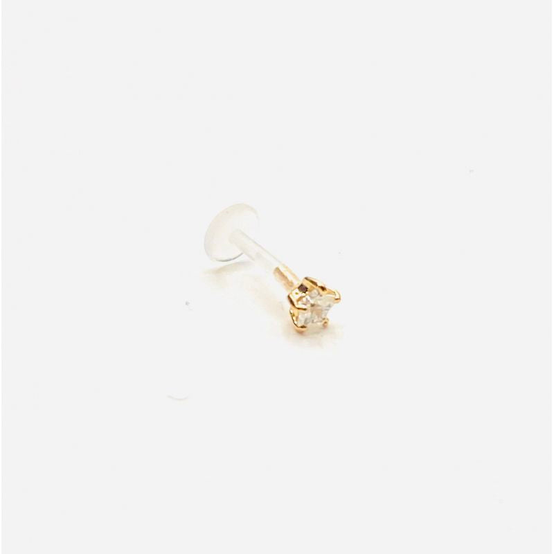 14K solid CZ gold labret