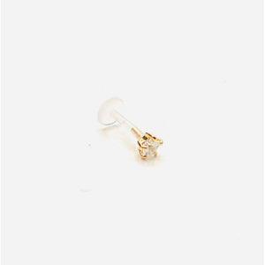 14K solid CZ gold labret