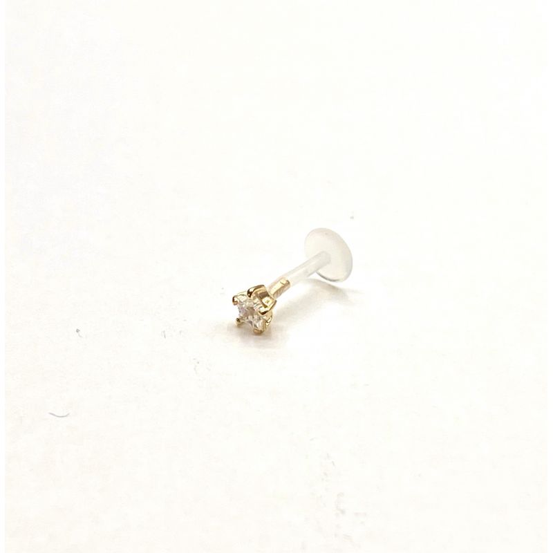 14K solid CZ gold labret