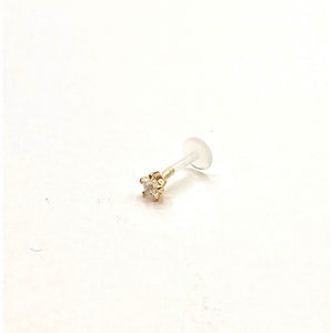14K solid CZ gold labret