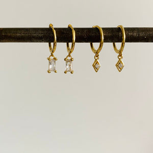 Dangle hoop geometric earrings