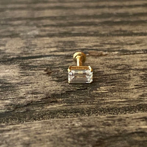 18K solid gold baguette labret