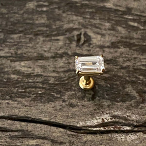 18K solid gold baguette labret