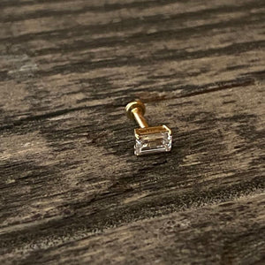 18K solid gold baguette labret