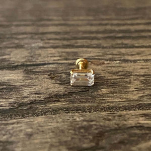 18K solid gold baguette labret
