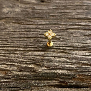 18K solid gold flower flat back