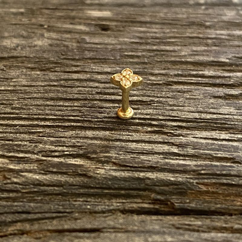 18K solid gold flower flat back