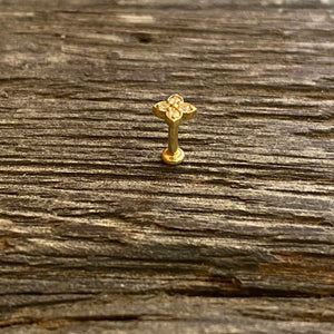 18K solid gold flower flat back