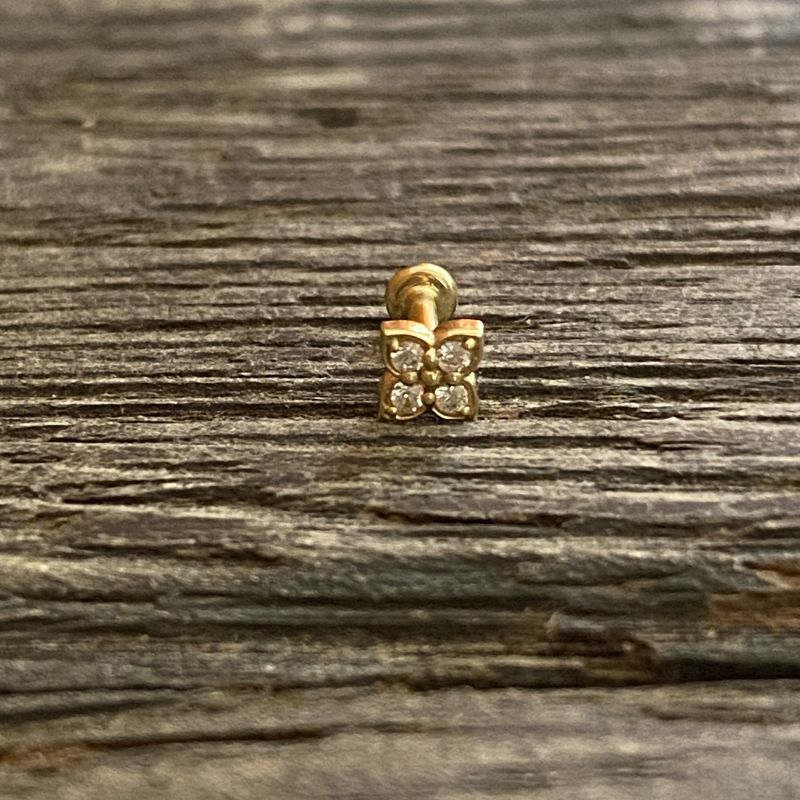 18K solid gold flower flat back