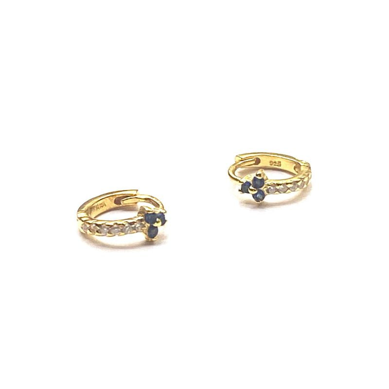 Sapphire and gold hoop earrings