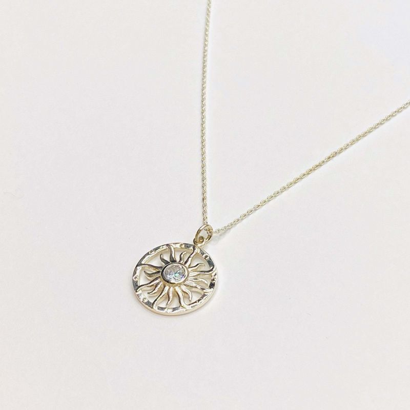 Sun ray CZ necklace,