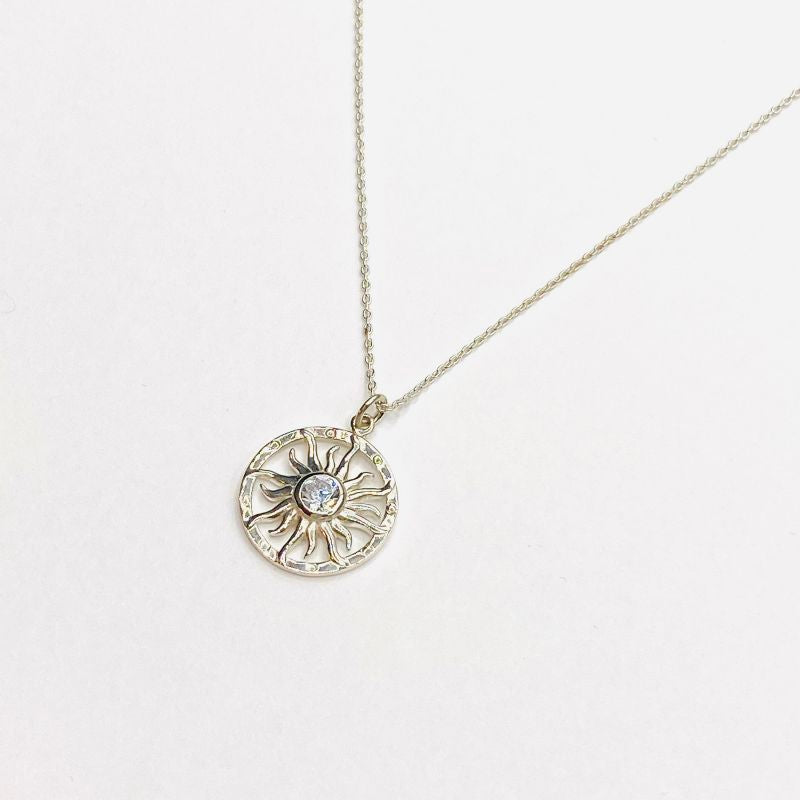 Sun ray CZ necklace,