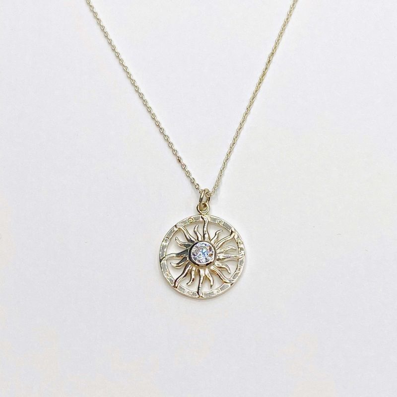 Sun ray CZ necklace,