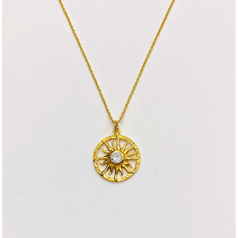 Sun ray CZ necklace,