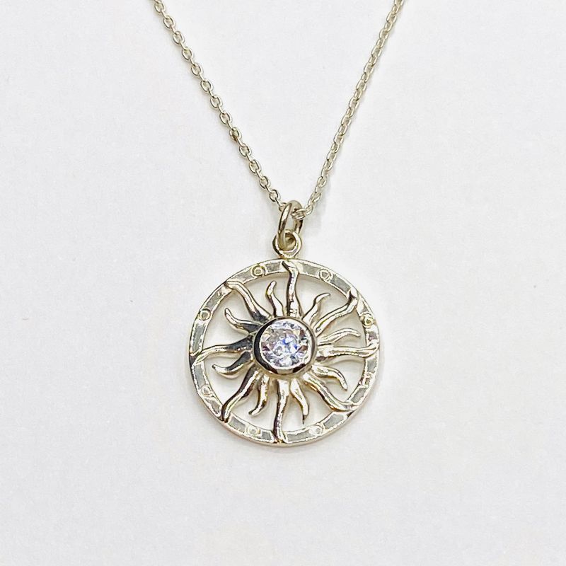 Sun ray CZ necklace,