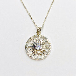 Sun ray CZ necklace,