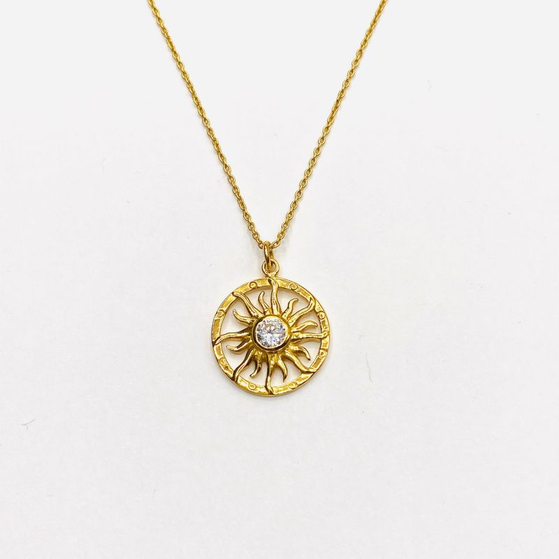 Sun ray CZ necklace,