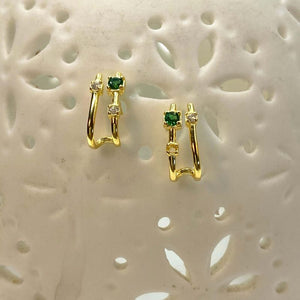 Elegant dainty CZ emerald double earrings