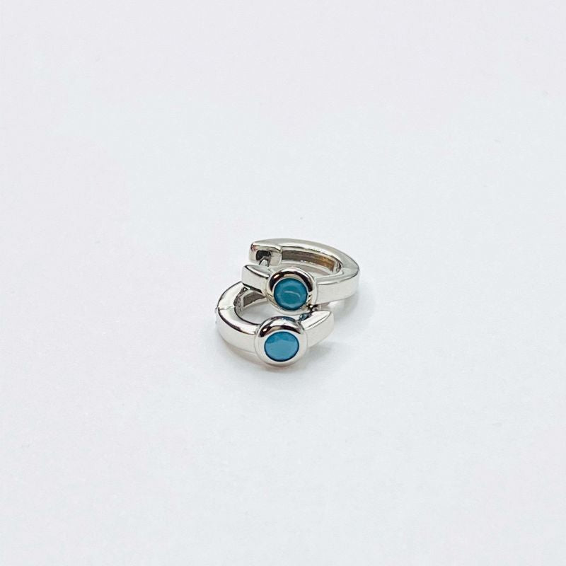 Turquoise stone gold hoop earring