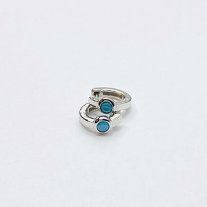 Turquoise stone gold hoop earring