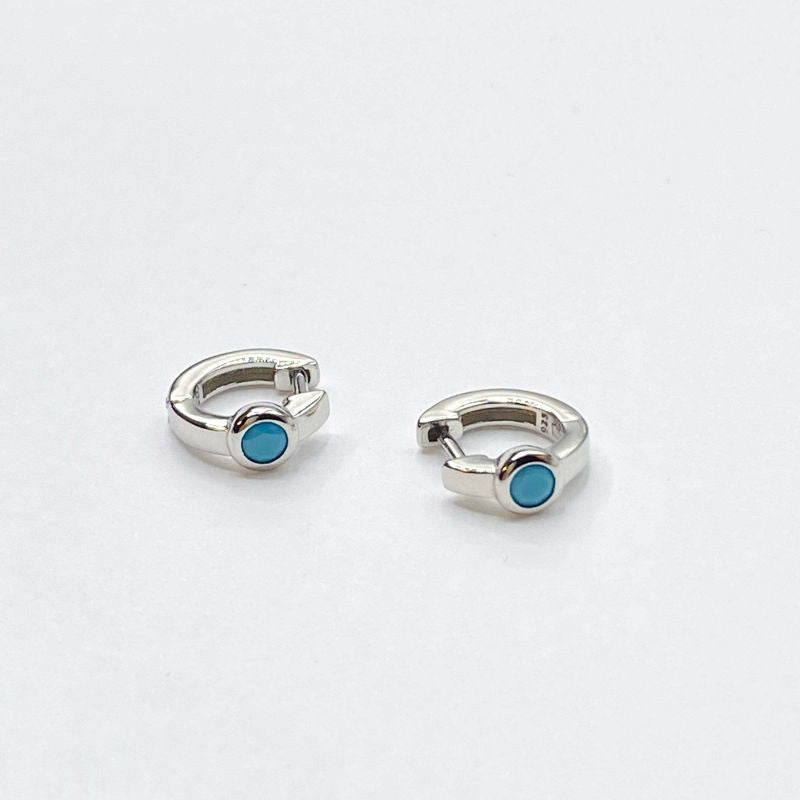 Turquoise stone gold hoop earring