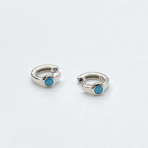 Turquoise stone gold hoop earring