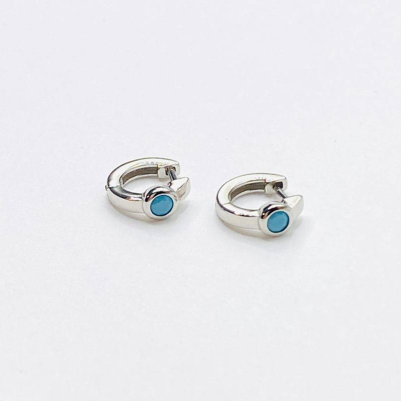 Turquoise stone gold hoop earring