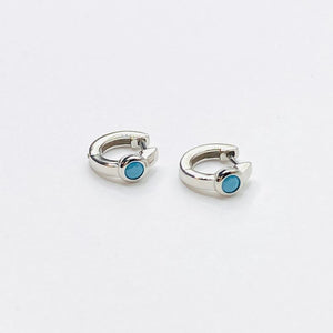 Turquoise stone gold hoop earring