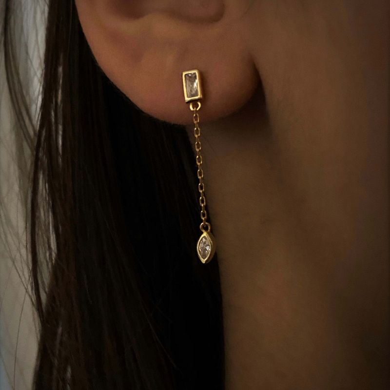 Drop Chain Charm Earring