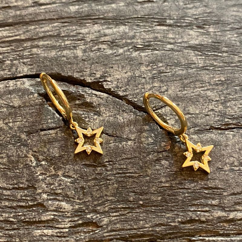 Dangle star hoop earrings
