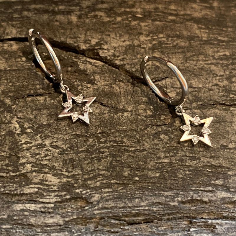 Dangle star hoop earrings
