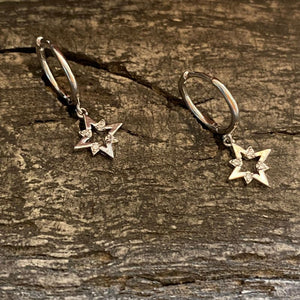 Dangle star hoop earrings