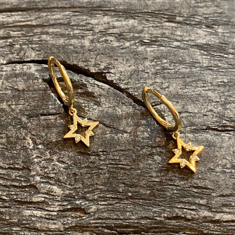 Dangle star hoop earrings