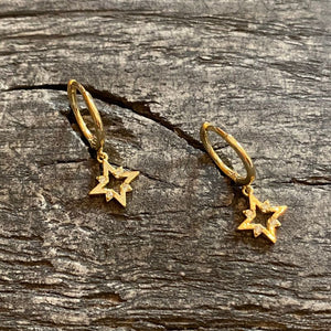 Dangle star hoop earrings