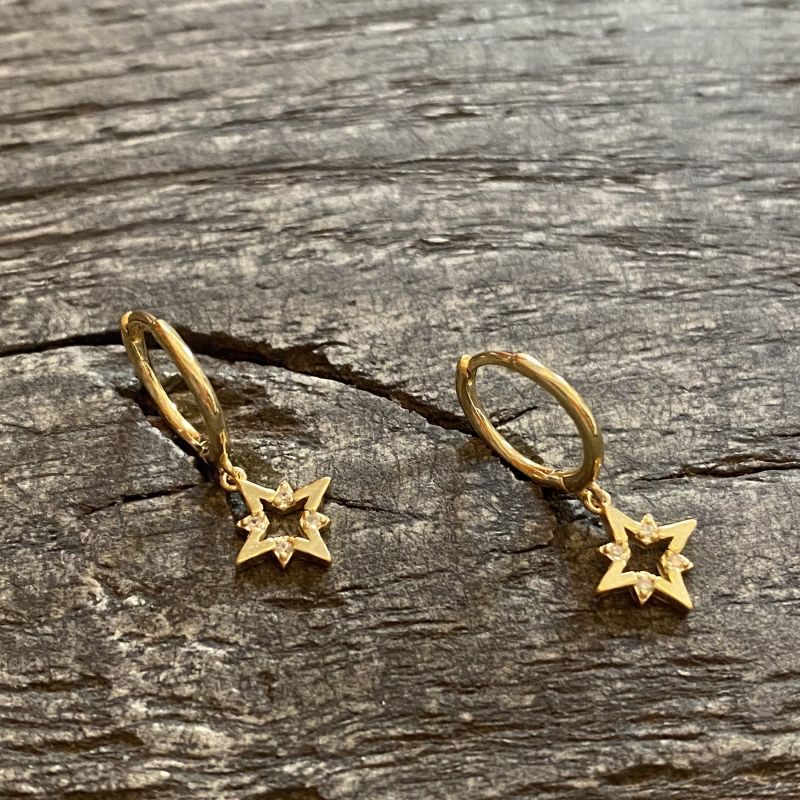Dangle star hoop earrings