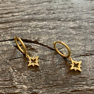 Dangle star hoop earrings