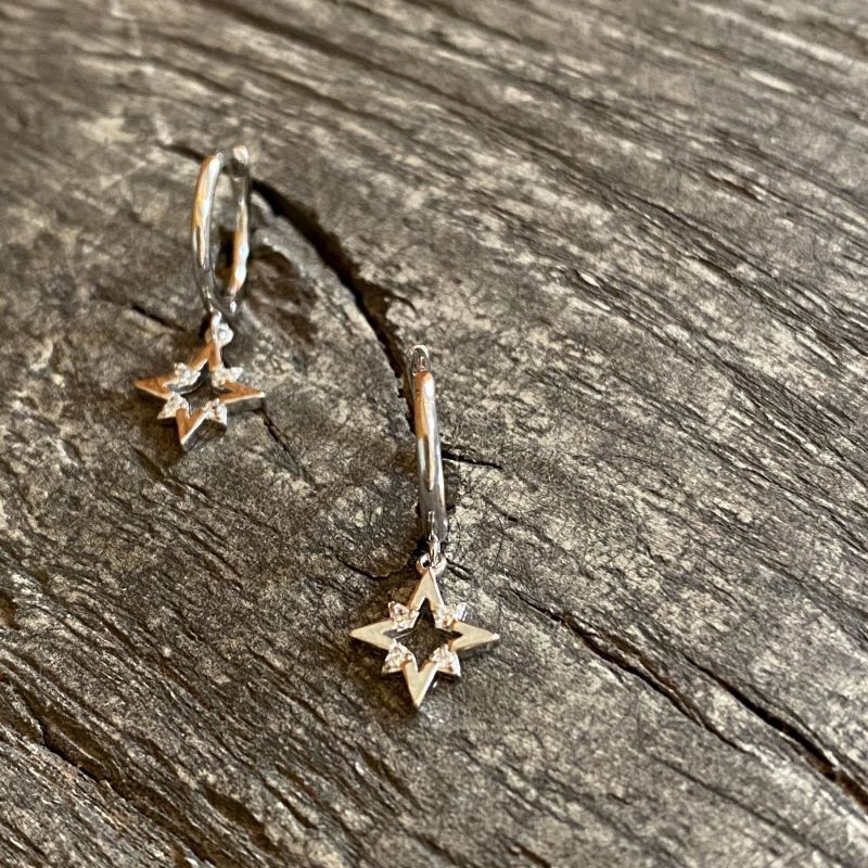 Dangle star hoop earrings