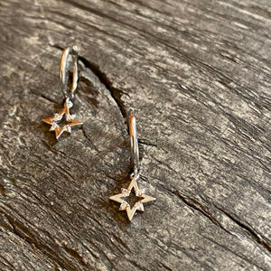 Dangle star hoop earrings