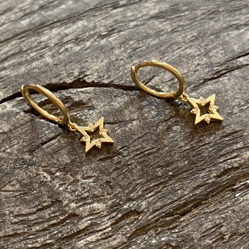 Dangle star hoop earrings