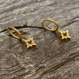 Dangle star hoop earrings