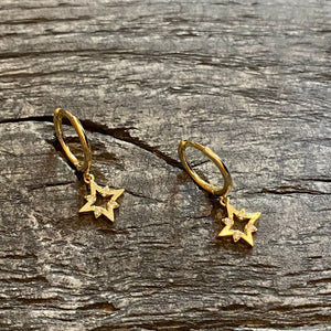Dangle star hoop earrings