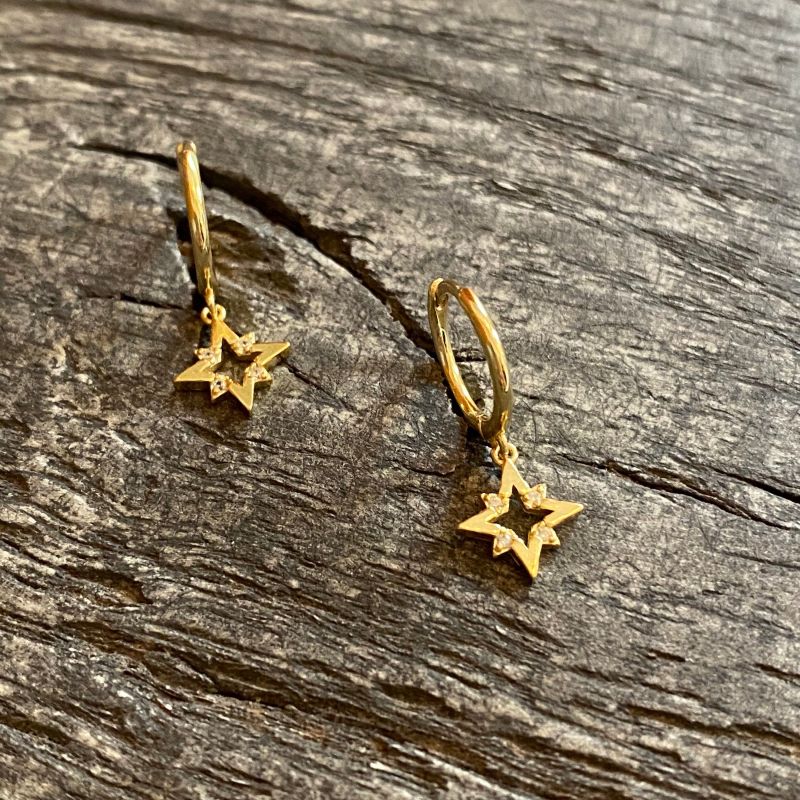 Dangle star hoop earrings