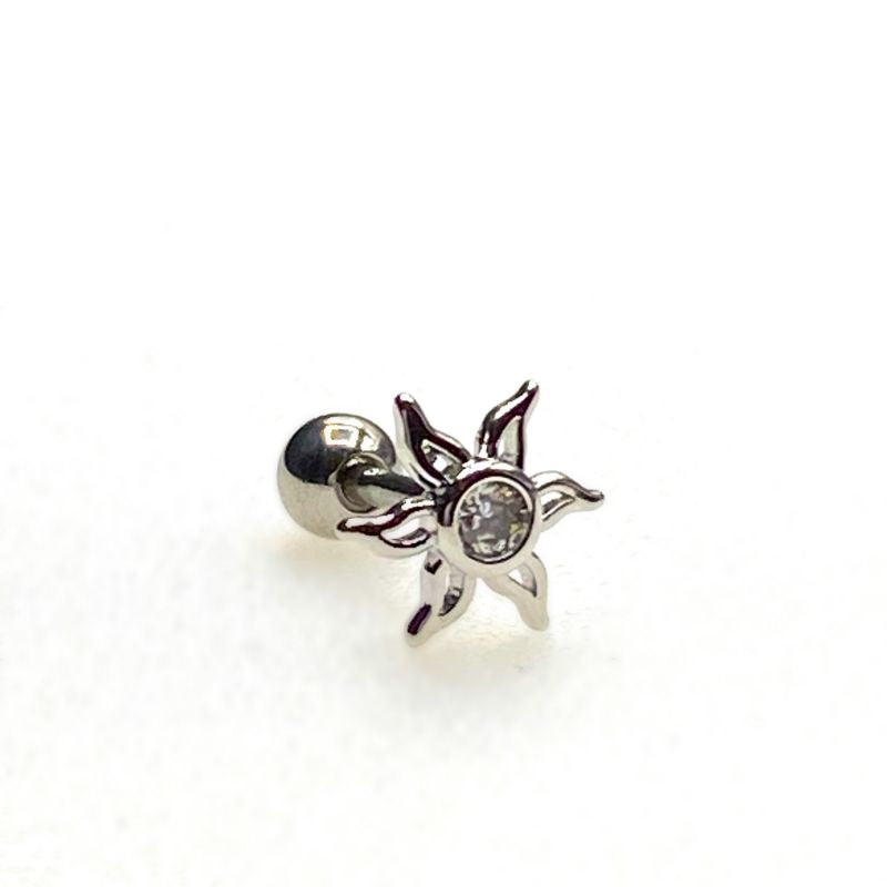 Sun CZ cartilage barbell,