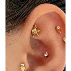 Sun CZ cartilage barbell,