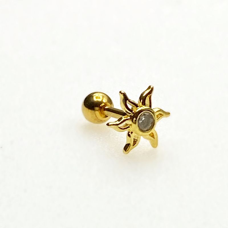 Sun CZ cartilage barbell,